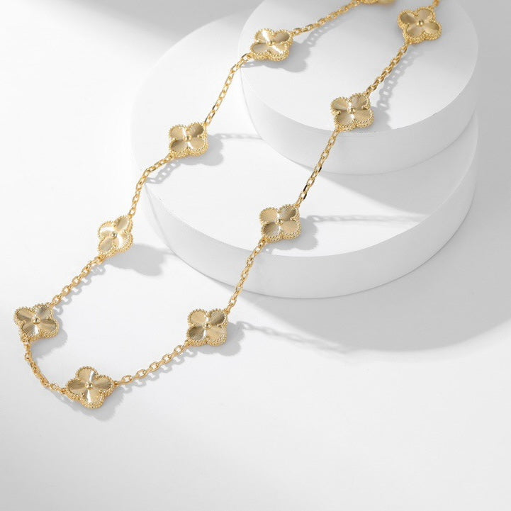 [Luxery]CLOVER 10 MOTIFS LASER NECKLACE