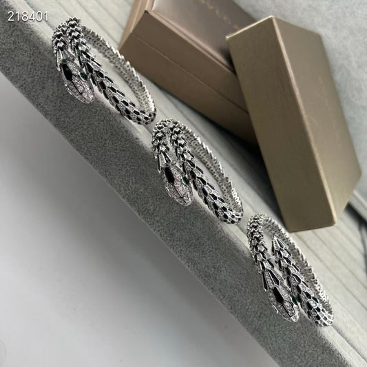 [Luxery]NEW OBSIDIAN & DIAMOND SERPENT BRACELET