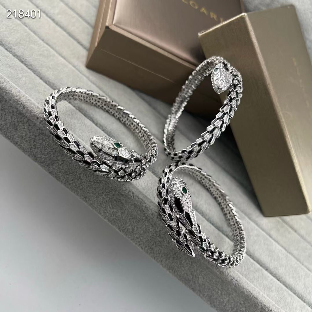 [Luxery]NEW OBSIDIAN & DIAMOND SERPENT BRACELET