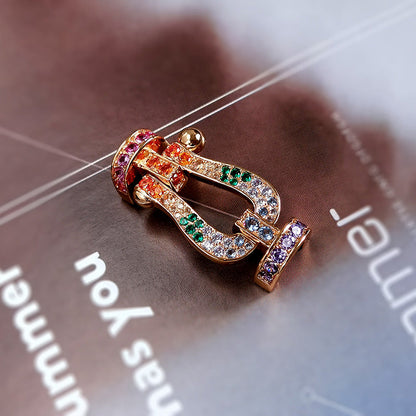 [Luxery]FORC LARGE HORSESHOE  COLORED DIAMOND BRACELET SILVER