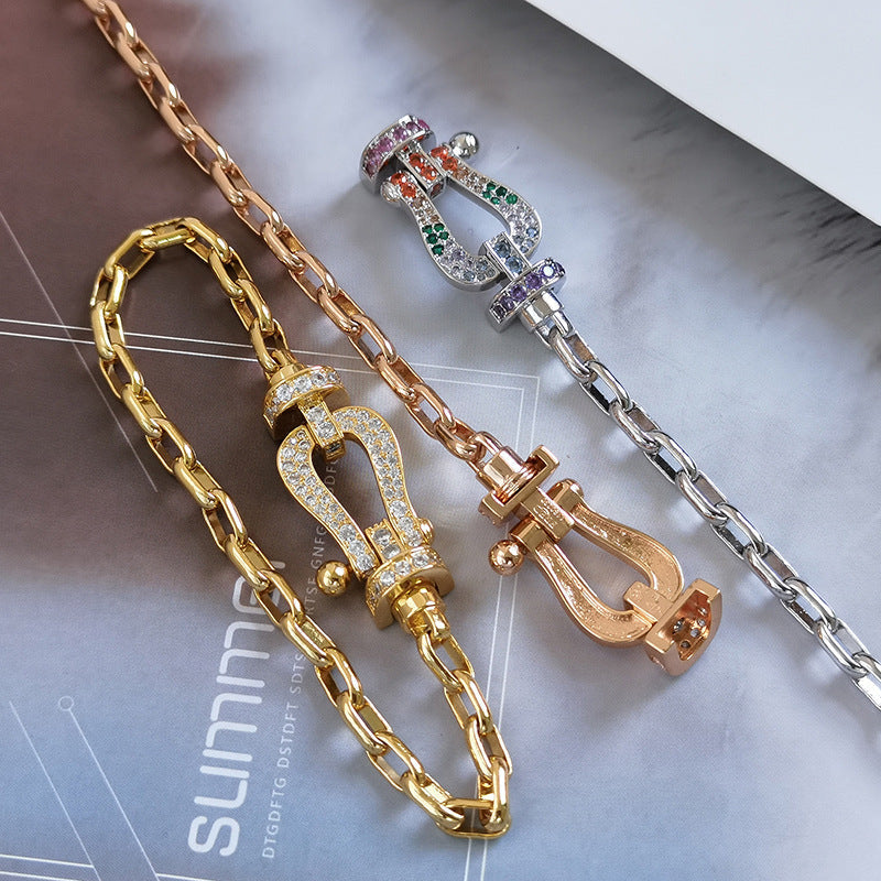 [Luxery]FORCE LARGE HORSESHOE CLASP  METAL BRACELET