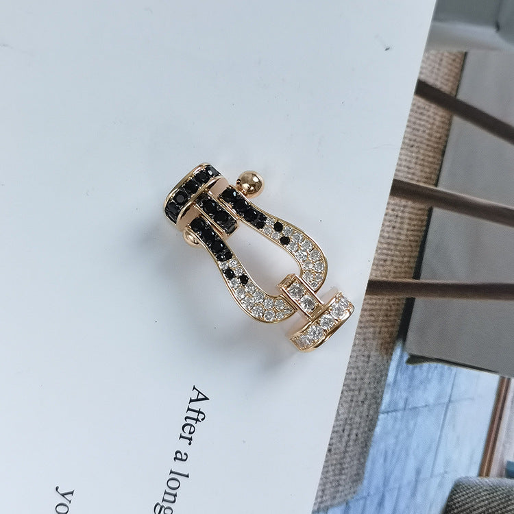 [Luxery]FORCE LARGE HORSESHOE BLACK WHITE DIAMOND BRACELET ROSE GOLD