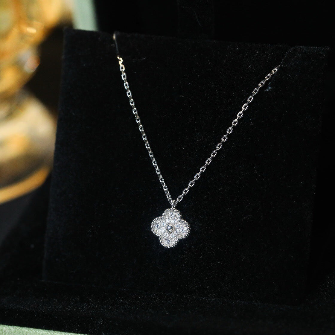 [Luxery]CLOVER MINI 9.5MM PENDANT DIAMOND NECKLACE