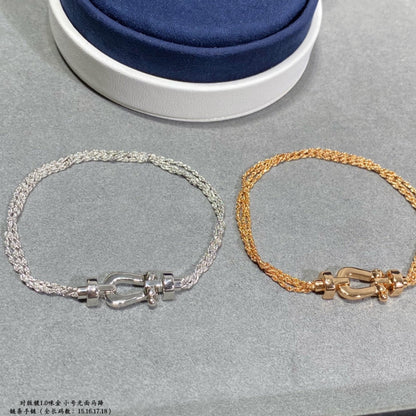 [Luxery]FORCE SMALL HORSESHOE  DIAMOND CHAIN ROPE BRACELET