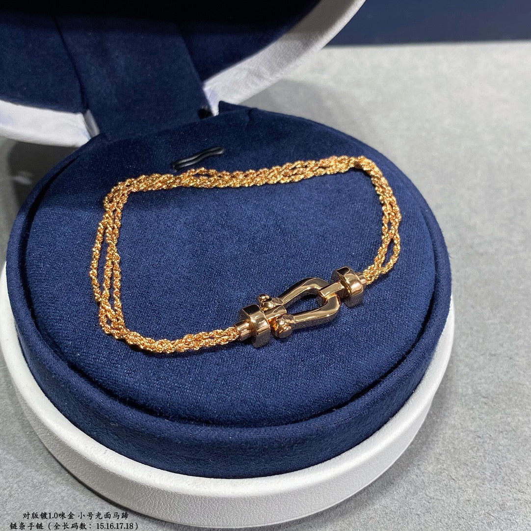 [Luxery]FORCE SMALL HORSESHOE  DIAMOND CHAIN ROPE BRACELET
