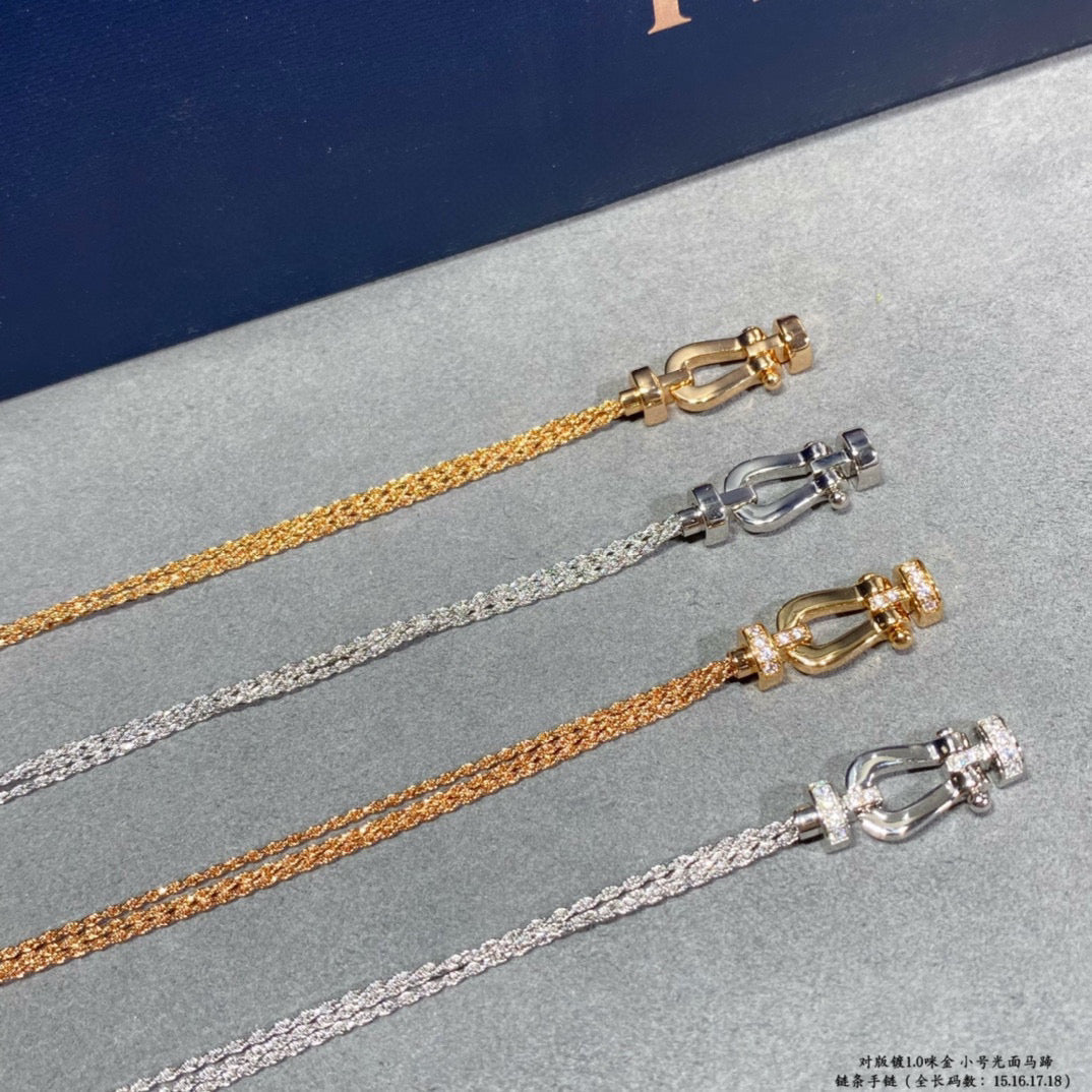 [Luxery]FORCE SMALL HORSESHOE  DIAMOND CHAIN ROPE BRACELET