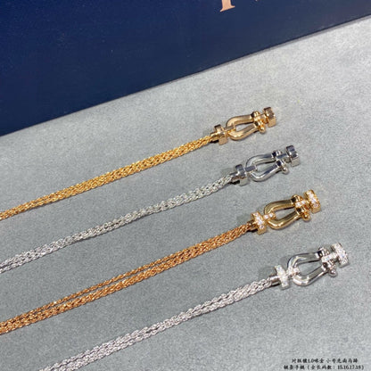[Luxery]FORCE SMALL HORSESHOE  DIAMOND CHAIN ROPE BRACELET
