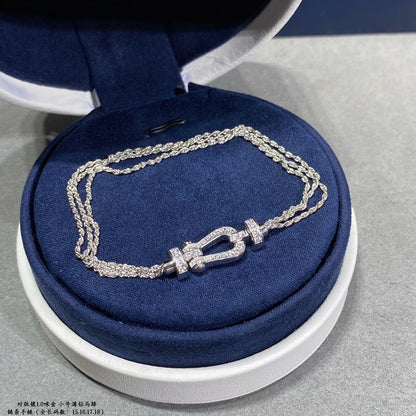 [Luxery]FORCE SMALL HORSESHOE  DIAMOND CHAIN ROPE BRACELET