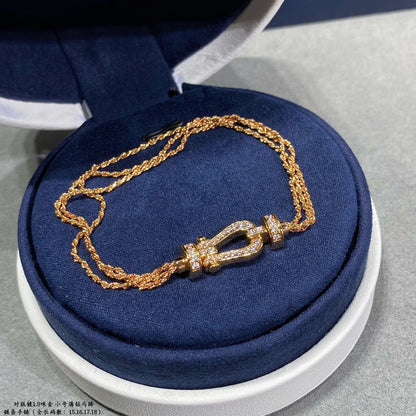 [Luxery]FORCE SMALL HORSESHOE  DIAMOND CHAIN ROPE BRACELET