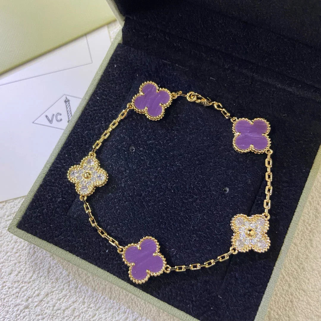 [Luxery] CLOVER 5 MOTIF VIOLET BRACELET COLLECTION