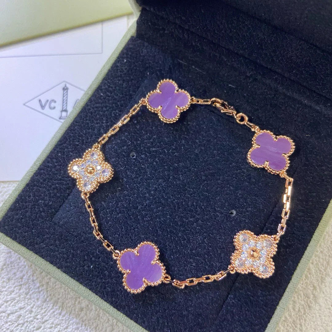 [Luxery] CLOVER 5 MOTIF VIOLET BRACELET COLLECTION