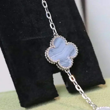 [Luxery] CLOVER 5 MOTIF PURPLE CHALCEDONY BRACELET COLLECTION