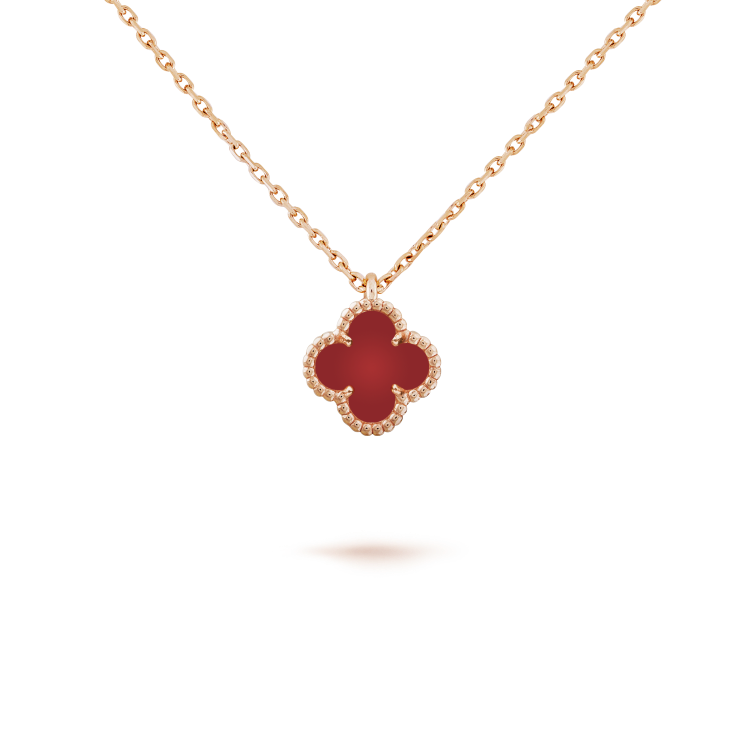 [Luxery]CLOVER MINI 9.5MM WHITE CARNELIANS NECKLACE