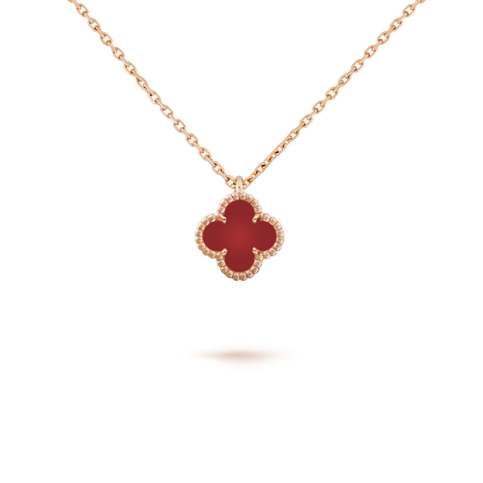[Luxery]CLOVER MINI 9.5MM WHITE CARNELIANS NECKLACE