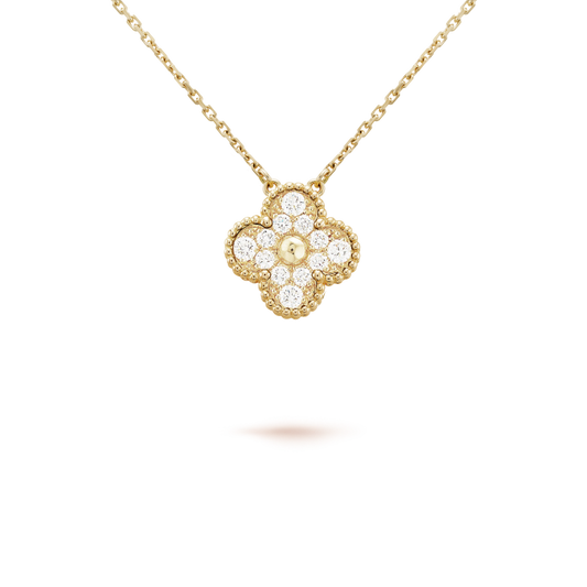 [Luxery]CLOVER 15MM DIAMOND SINGLE FLOWER NECKLACE