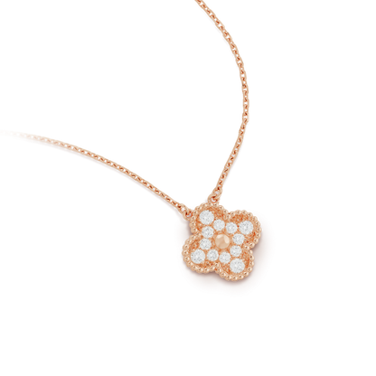 [Luxery]CLOVER 15MM DIAMOND SINGLE FLOWER NECKLACE