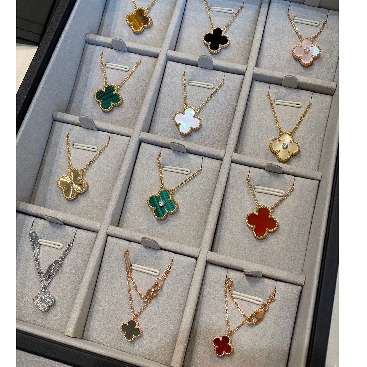 [Luxery]CLOVER 15MM DIAMOND SINGLE FLOWER NECKLACE