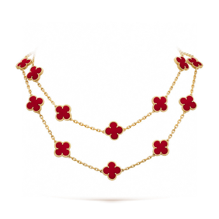[Luxery]CLOVER 20 MOTIFS CARNELIAN NECKLACE