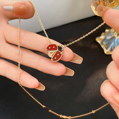 [Luxery]LUCKY  CARNELIANS LADYBUG NECKLACE