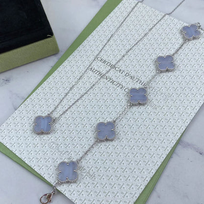 [Luxery] CLOVER 5 MOTIF PURPLE CHALCEDONY BRACELET COLLECTION