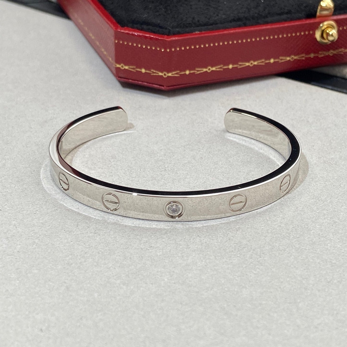 [Luxery]LOVE BRACELET 6.1MM 1 DIAMOND OPEN CUFF