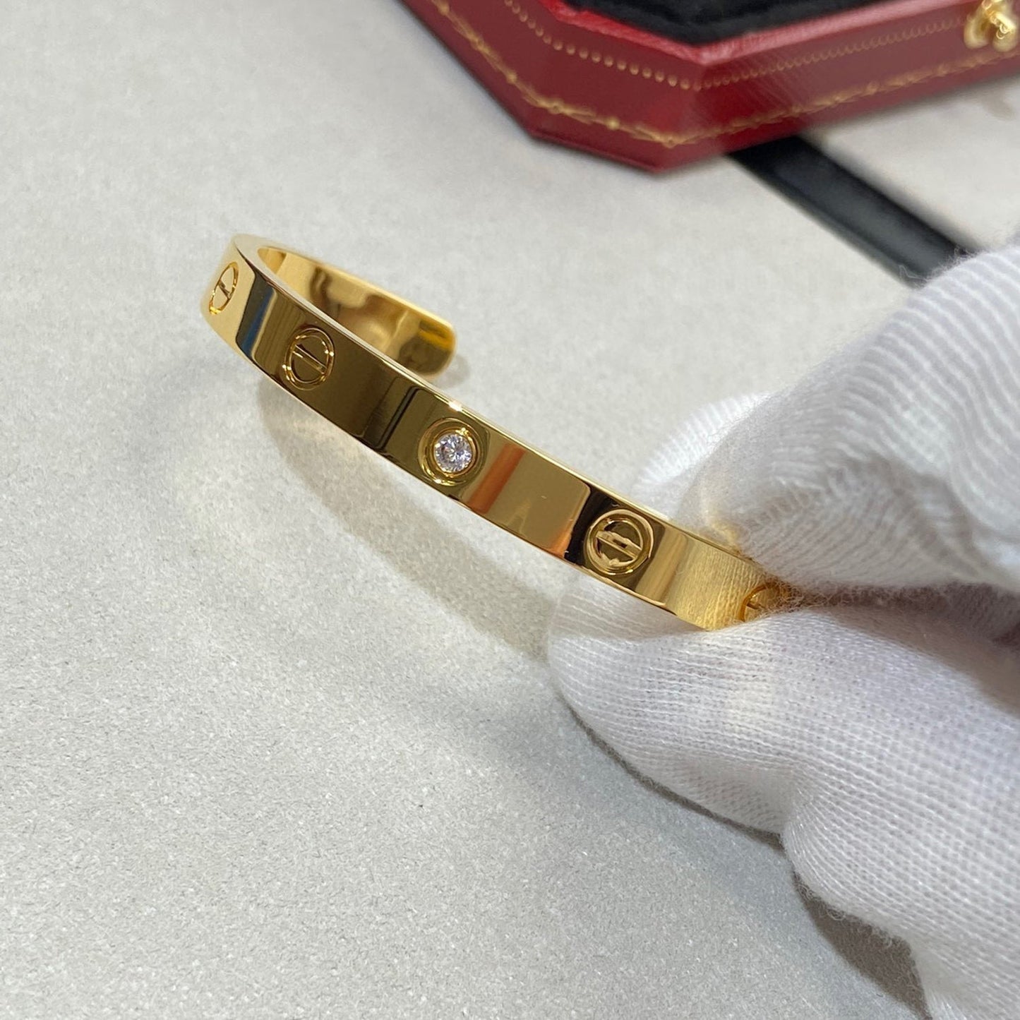 [Luxery]LOVE BRACELET 6.1MM 1 DIAMOND OPEN CUFF