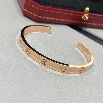 [Luxery]LOVE BRACELET 6.1MM 1 DIAMOND OPEN CUFF