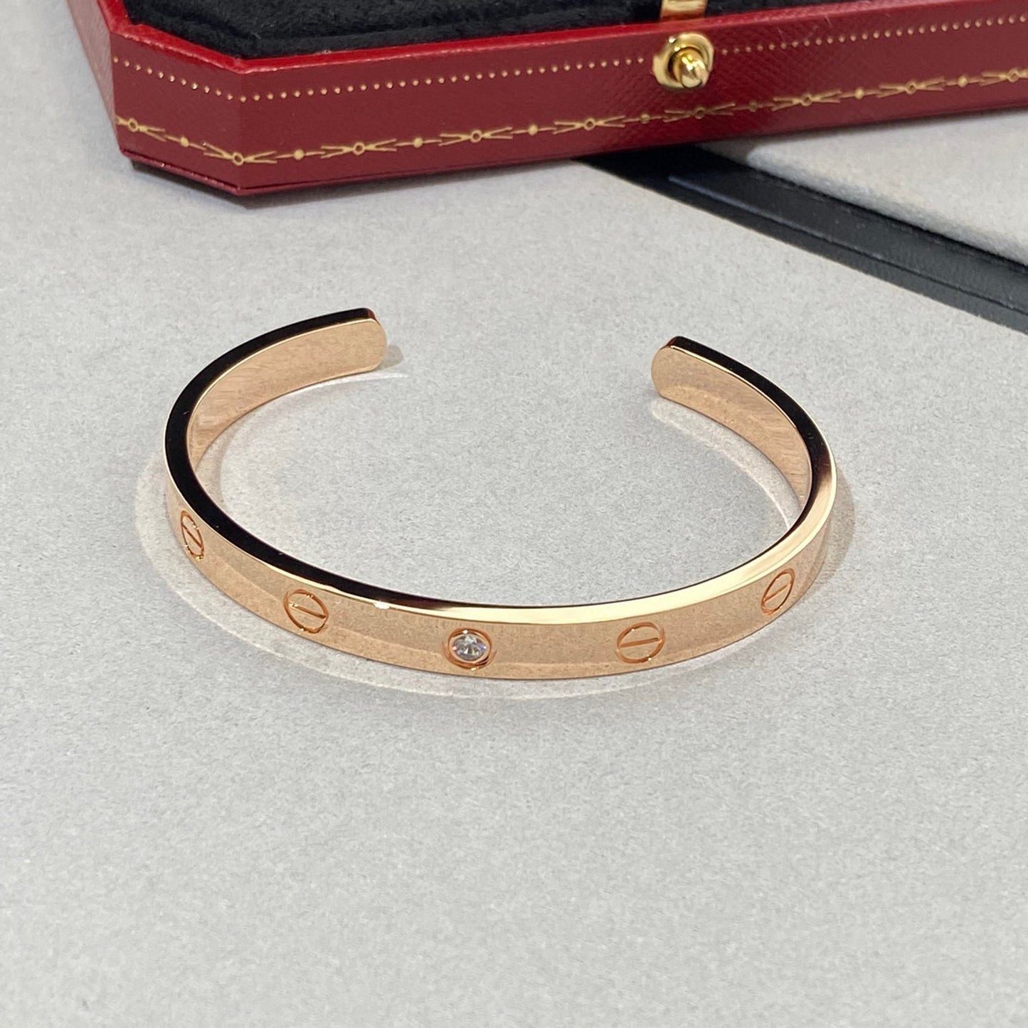 [Luxery]LOVE BRACELET 6.1MM 1 DIAMOND OPEN CUFF
