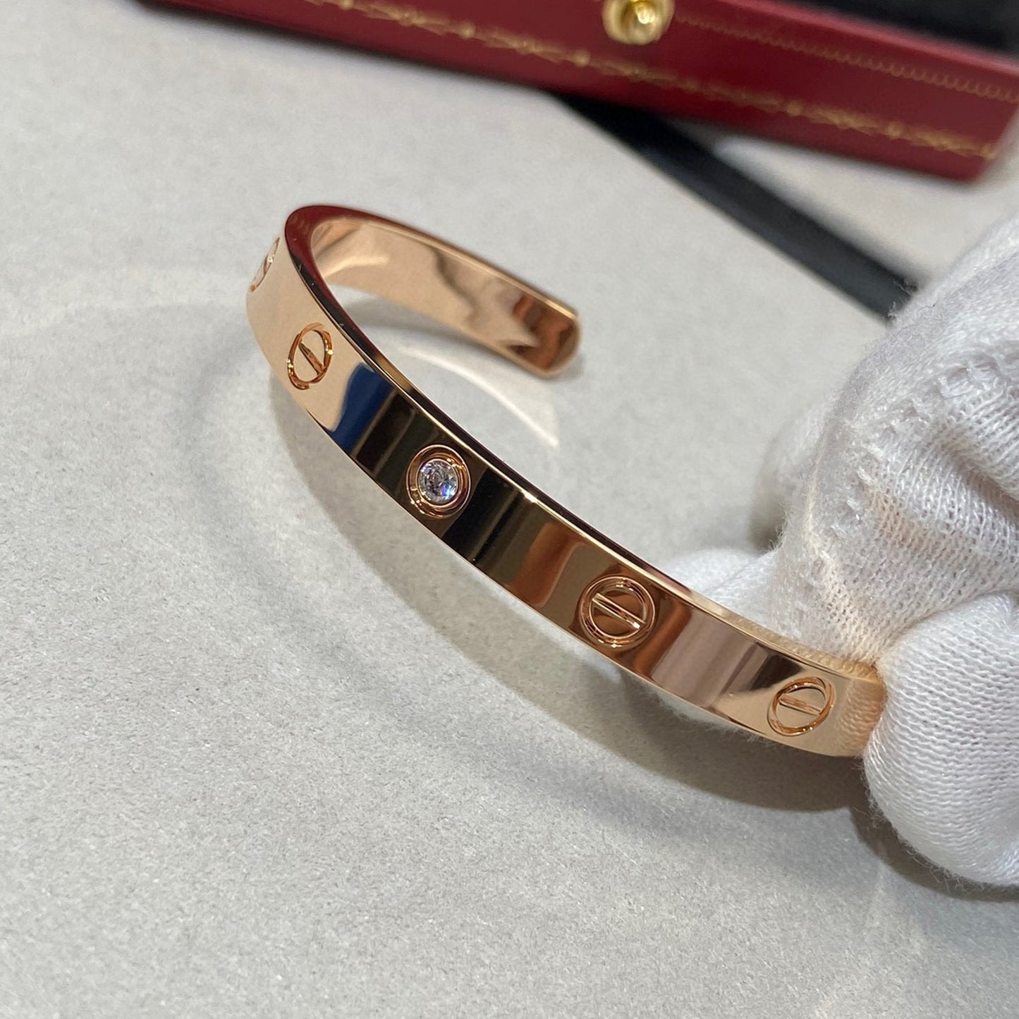 [Luxery]LOVE BRACELET 6.1MM 1 DIAMOND OPEN CUFF