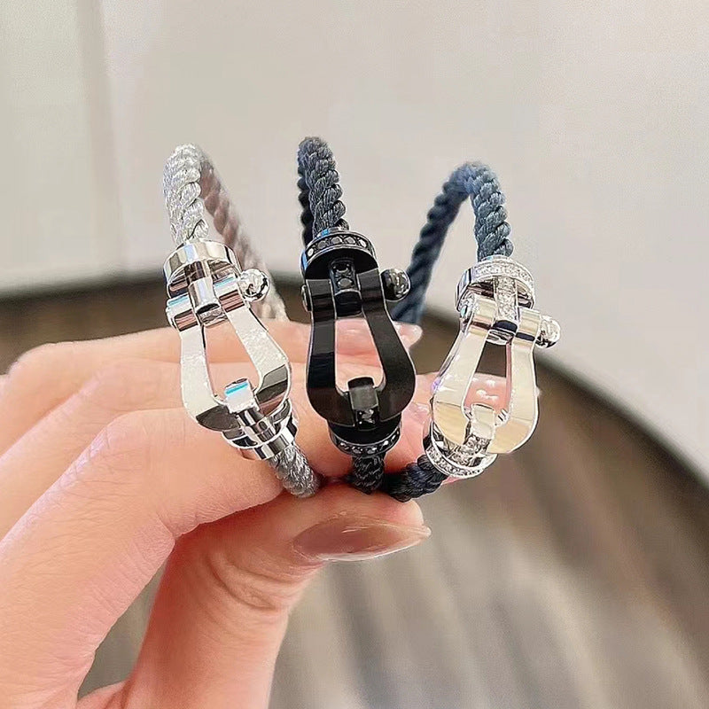 [Luxery]FORCE LARGE HORSESHOE FULL DIAMOND BRACELET SILVER