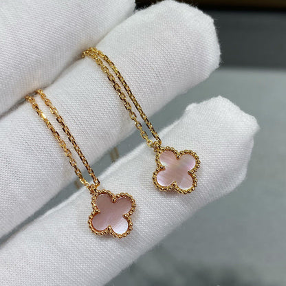 [Luxery]CLOVER 15MM PINK MOTHER-OF-PEARL SINGLE FLOWER NECKLACE