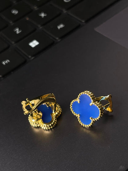 [Luxery] CLOVER LARGE (20mm) 1 MOTIFS BLUE MOP STUD EARRINGS