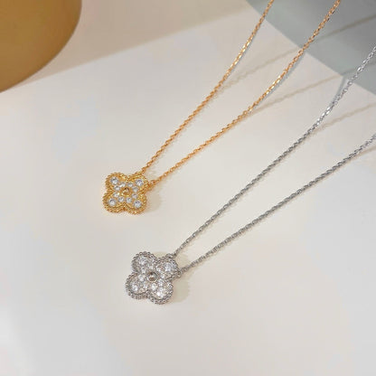[Luxery]CLOVER 15MM DIAMOND SINGLE FLOWER NECKLACE