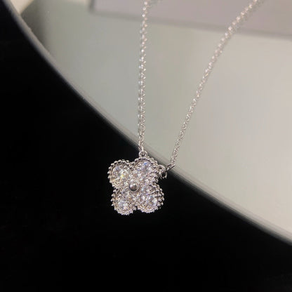 [Luxery]CLOVER 15MM DIAMOND SINGLE FLOWER NECKLACE
