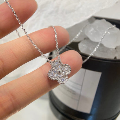 [Luxery]CLOVER 15MM DIAMOND SINGLE FLOWER NECKLACE