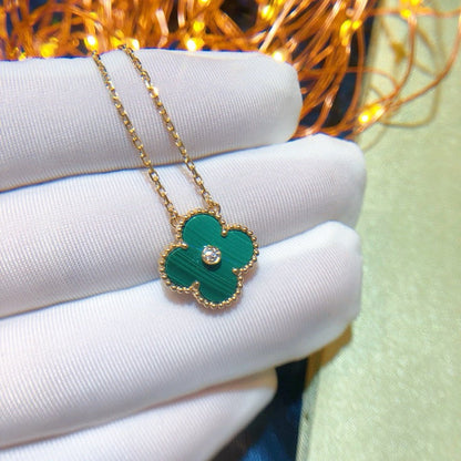 [Luxery]CLOVER 15MM DIAMOND TURQUOISE NECKLACE