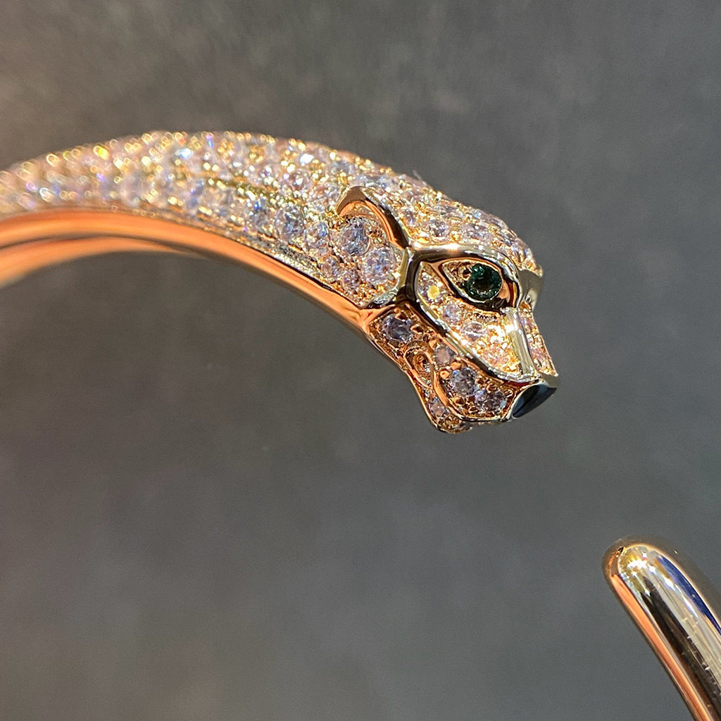 [⭐Luxus]PANTHÈRE HALB-DIAMANT-ARMREIF OFFEN