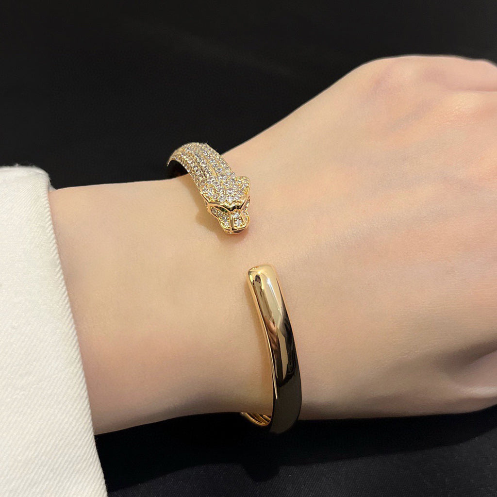 [⭐Luxus]PANTHÈRE HALB-DIAMANT-ARMREIF OFFEN