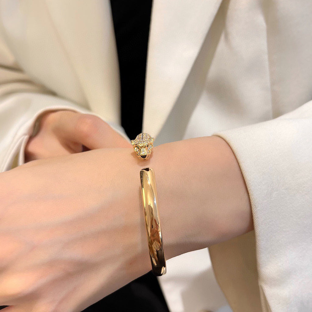 [⭐Luxus]PANTHÈRE HALB-DIAMANT-ARMREIF OFFEN