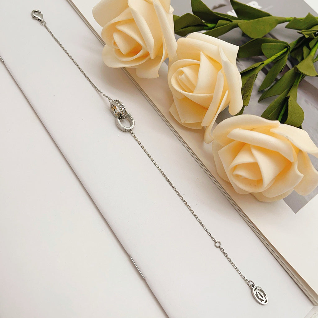 [⭐Luxery]LOVE DOPPELRING-ARMBAND MIT HALB-DIAMANTBESATZ