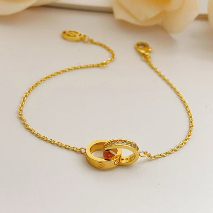 [⭐Luxery]LOVE DOPPELRING-ARMBAND MIT HALB-DIAMANTBESATZ