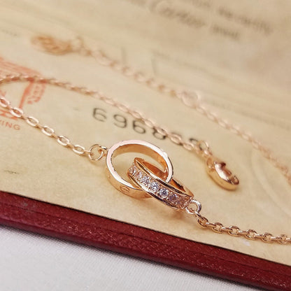 [⭐Luxery]LOVE DOPPELRING-ARMBAND MIT HALB-DIAMANTBESATZ