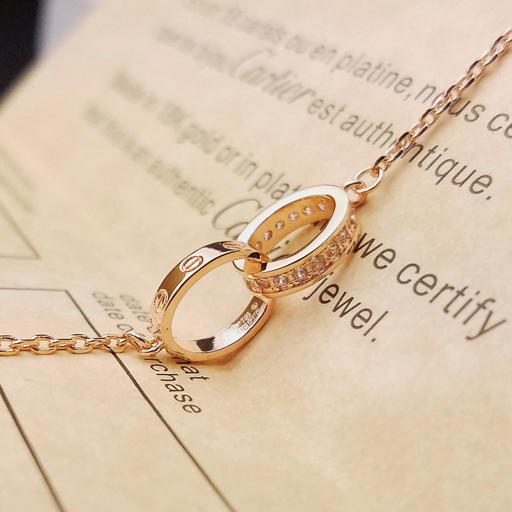 [⭐Luxery]LOVE DOPPELRING-ARMBAND MIT HALB-DIAMANTBESATZ