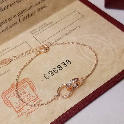 [⭐Luxery]LOVE DOPPELRING-ARMBAND MIT HALB-DIAMANTBESATZ