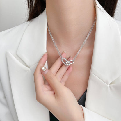 [⭐Luxery Jewels]HARDWEAR DIAMOND ANHÄNGER DOPPELKETTEN-HALSKETTE