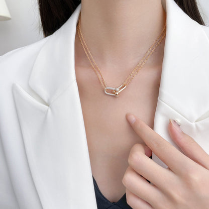 [⭐Luxery Jewels]HARDWEAR DIAMOND ANHÄNGER DOPPELKETTEN-HALSKETTE