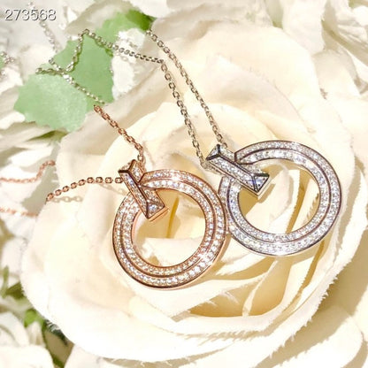 [⭐Luxery Jewels]T1 CIRCLE DIAMOND PAVED MEDIUM NECKLACE
