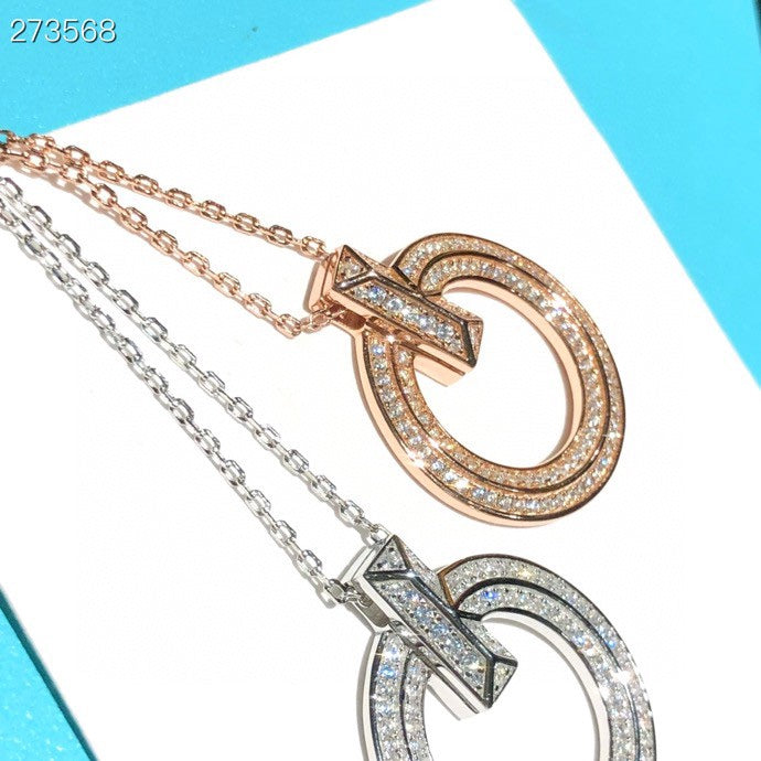 [⭐Luxery Jewels]T1 CIRCLE DIAMOND PAVED MEDIUM NECKLACE