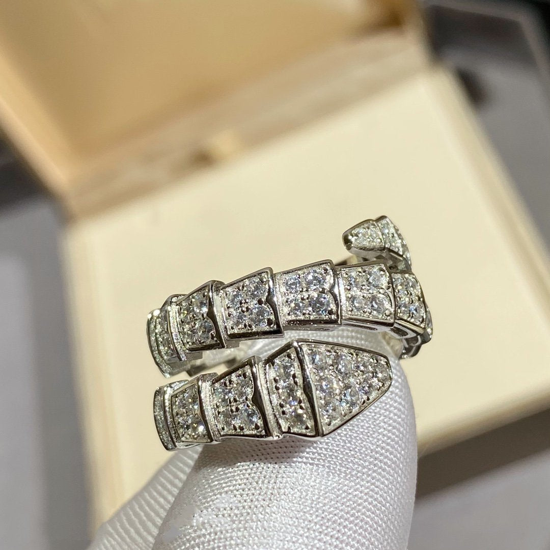 [⭐Luxus]SERPENTI DOPPELRING SILBER DIAMANTBESETZT
