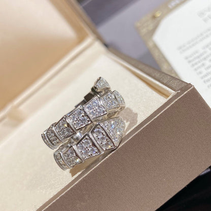 [⭐Luxus]SERPENTI DOPPELRING SILBER DIAMANTBESETZT